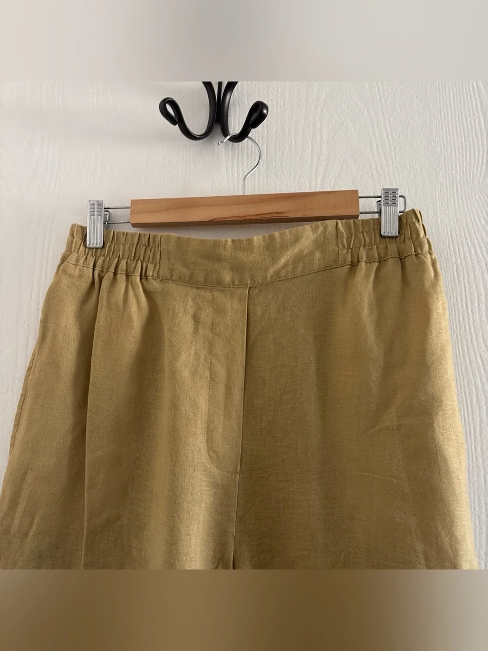 Zara 100% Linen Pull-On Pants Size M Camel Tan Pockets